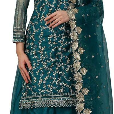 TRENDMALLS Women's Mono Net Kurta Lehenga Suit Set Indian Pakistani Ethnic Wear