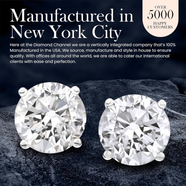 The Diamond Channel CERTIFIED 1 to 6 Carat LAB GROWN Solitaire Diamond Stud Earrings Round Cut 4 Prong Screw Back (F-G Color, VS1-VS2 Eye Clean Clarity) - Image 7