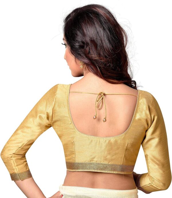 Heer Designer IN Bollywood designer polyester Round Neck Plain Full Sleeves Saree Sari Readymade Blouse for Women - Image 3