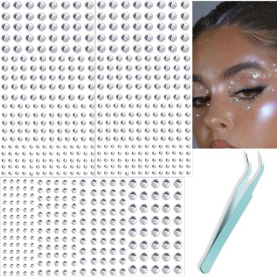 NOOEPC 660Pcs Face Gems Hair Gems, Self-Adhesive Face Jewels Eye Jewels Rhinestones 3/4/5/6 mm DIY Face Gems Stick on, Halloween Makeup Gems Rave Accessories for Face Eyes Makeup Body, Crafts