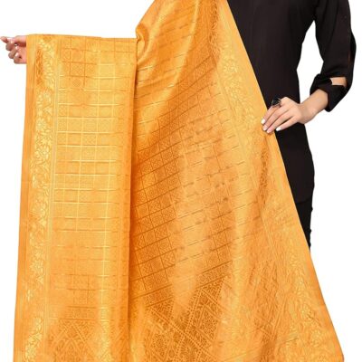 Jaanvi Women's Indian Traditional Bandhani Silk Dupatta with Zari Work