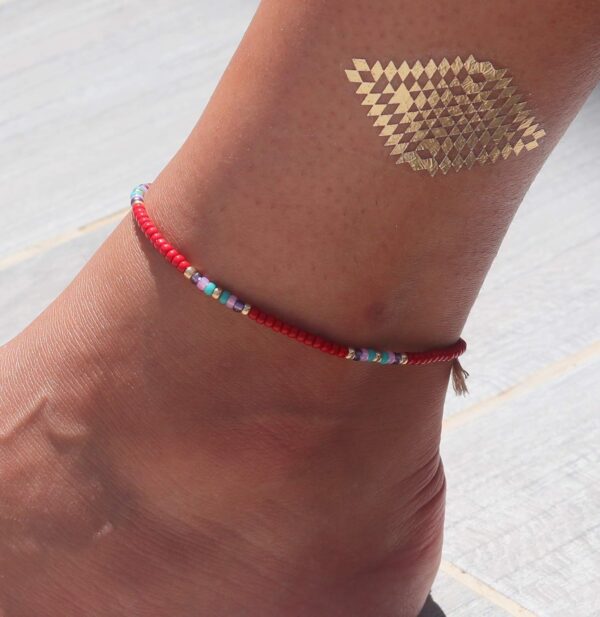 Beaded Anklet for Women, Boho Bohemian Native American Hippie Style, Unique Colorful Waterproof Beach Anklet, Handmade by Tribes - Image 3