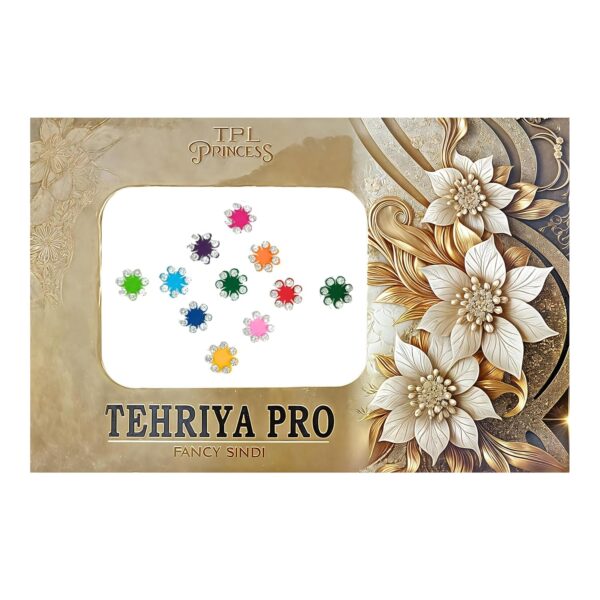 Flower design Bindi Indian Small Round Circle Premium Bindi Assorted Shining Sparkle Multi Color Indian Daily Use Forehead Bindi Round Dot Tattoo Body Art Sticker - Image 2