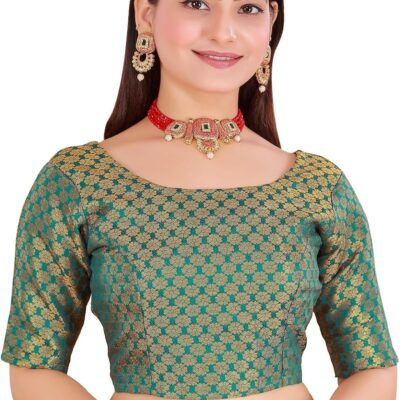 Women's Readymade Silk Brocade Saree Blouse B5