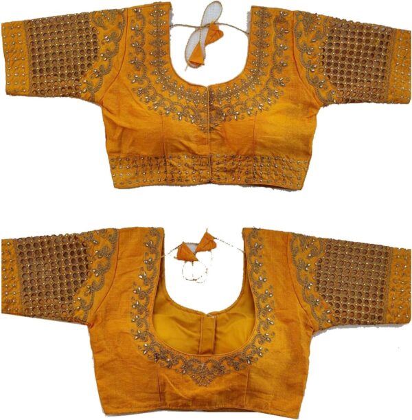 Phantom Silk Embroided Handwork Designer Saree Sari Blouse Half Sleeves Readymade for Women