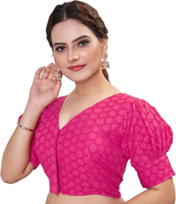 Chandrakala Schiffli Blouses for Women Sarees,Readymade (B211-P) - Image 2