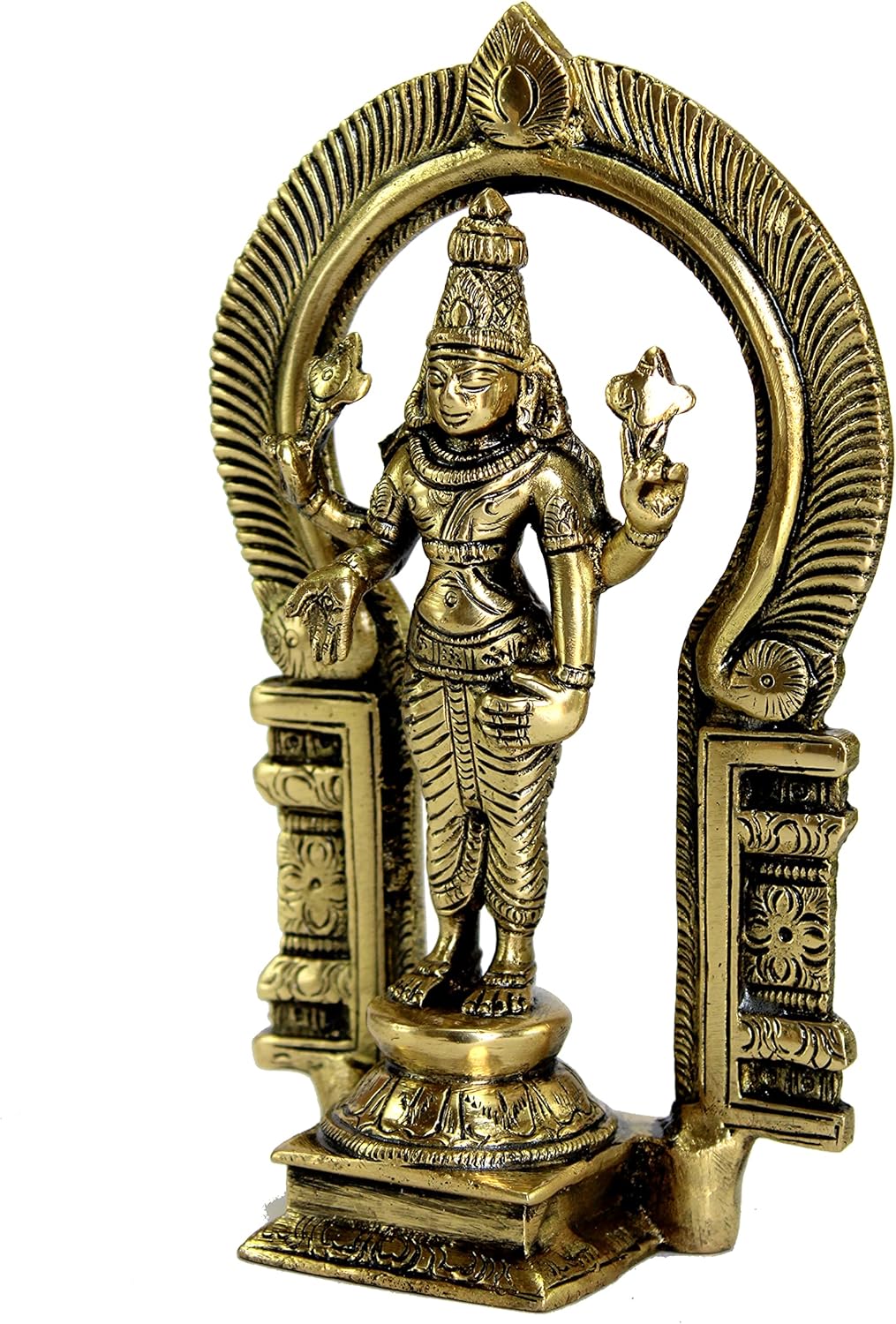 eSplanade Brass Lord Balaji Moorti Murti Idol Statue Praying Idol for Pooja - Vishnu Narayan Home Decor (7" inches Height) - Image 3