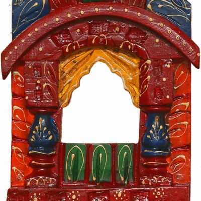 Premium Wooden Traditional Window Shaped Jharokha Wall Hanging Decorative for Home Office Decor Gift Antique Reclaimed Finish(Colorful)