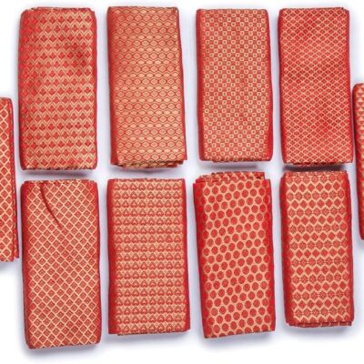 LOVENSPIRE Unstitched Saree Blouse Pieces Woven Brocade Fabric for Women Return Gifts for Pooja Housewarming Red Jelly Color