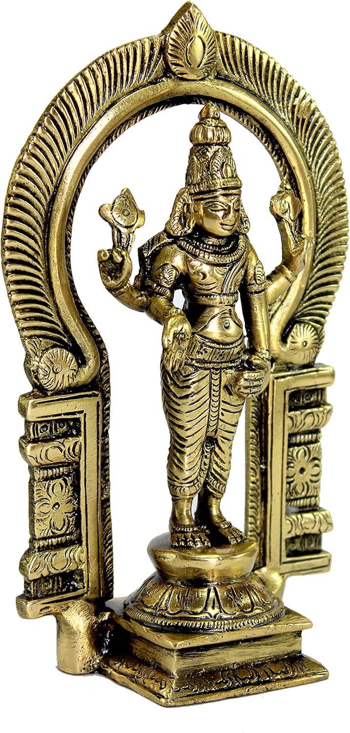 eSplanade Brass Lord Balaji Moorti Murti Idol Statue Praying Idol for Pooja - Vishnu Narayan Home Decor (7" inches Height) - Image 2