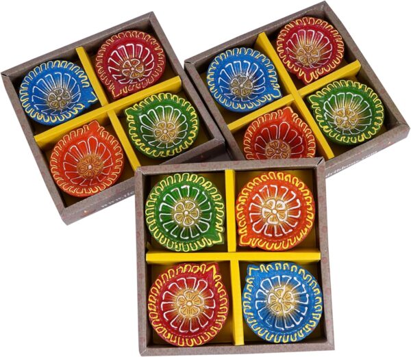 TIED RIBBONS 12 pcs Handmade Clay Diya for Diwali | Big Diwali Diyas Indian Style | Indian Oil Lamp | Diwali Decorations for Home | Terracotta Diyas | Diwali Diyas for Pooja | Diwali Gifts - Image 3