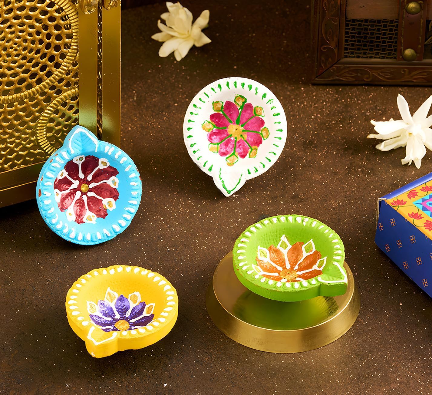 IndoTribe 12Pc Diwali Diyas For Decoration Diwali Decorations For Home Diwali Lights Diwali Decor Diwali Diya Diwali Candle Diwali Gifts For Friends Clay Diya For Diwali Tea Lights Candles Diwali Diya - Image 3