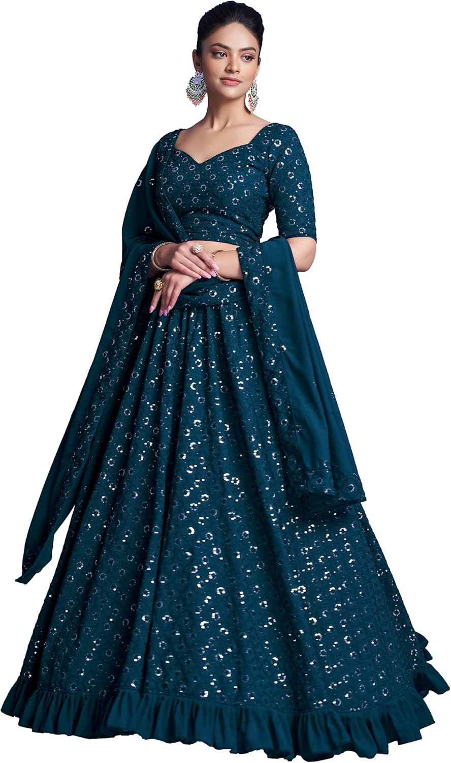 indian ready to wear lehenga choli for women flared party night with stitched blouse 8331-U