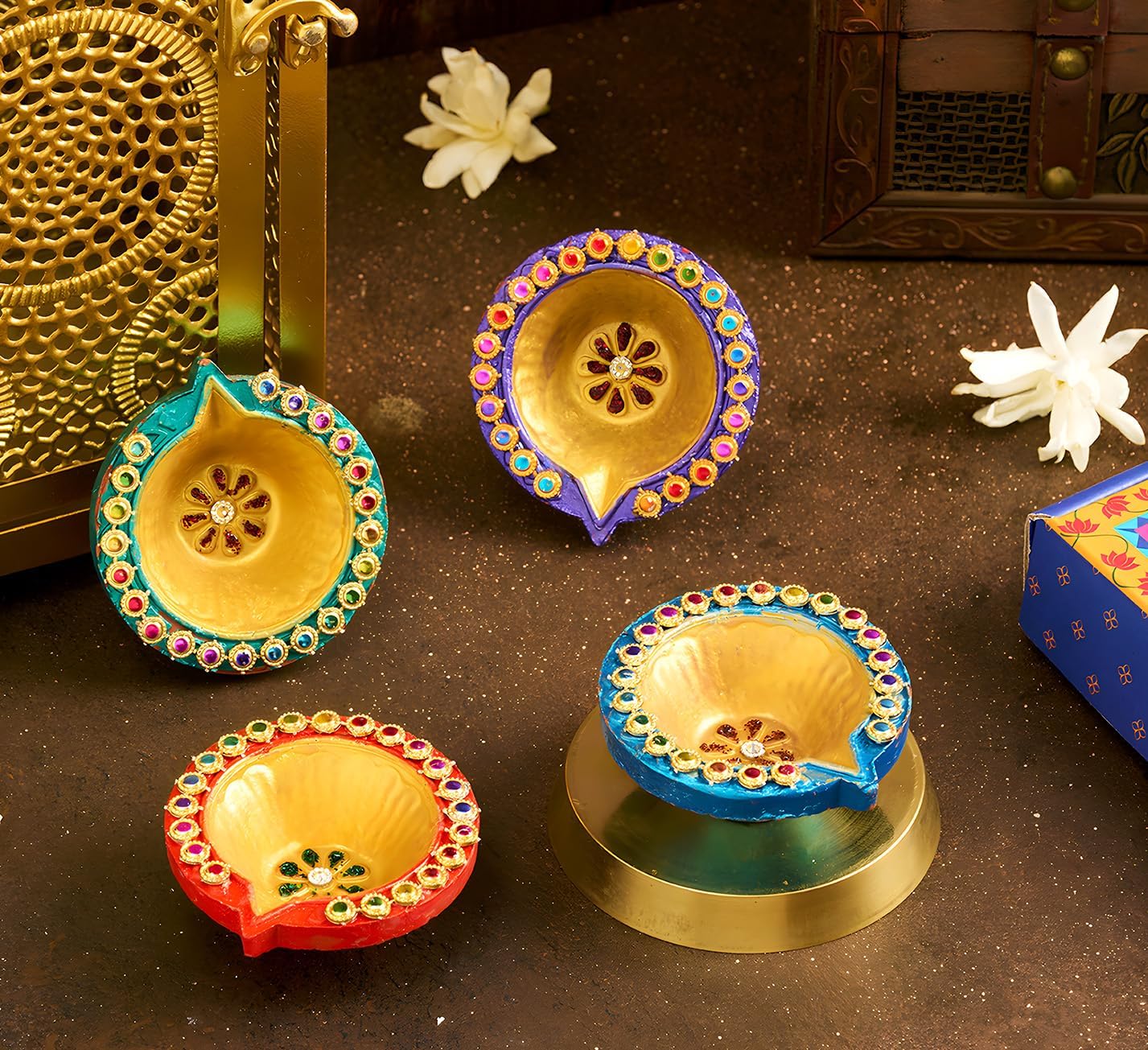 IndoTribe 12Pc Diwali Diyas For Decoration Diwali Decorations For Home Diwali Lights Diwali Decor Diwali Diya Diwali Candle Diwali Gifts For Friends Clay Diya For Diwali Tea Lights Candles Diwali Diya - Image 5