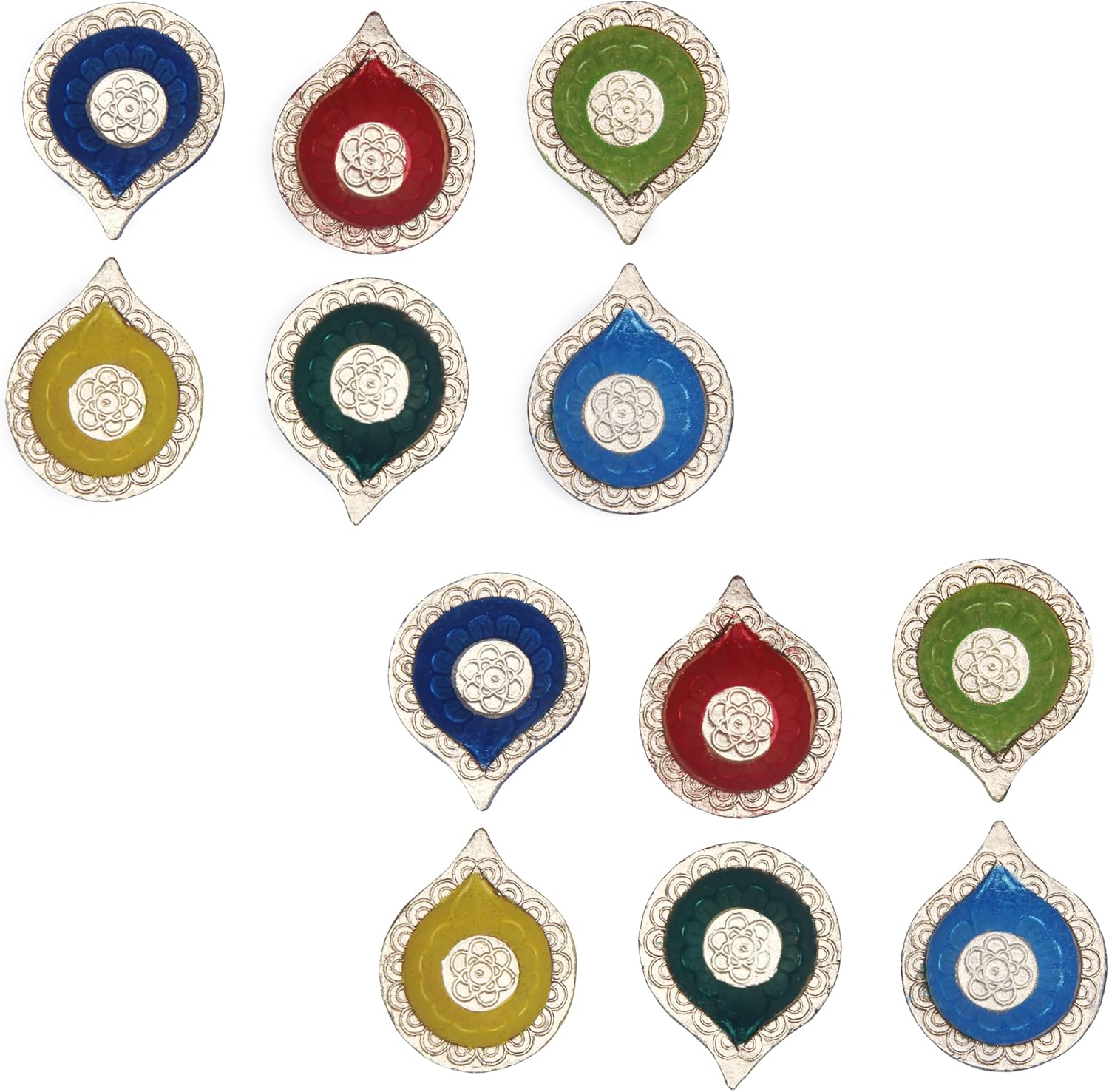 Handmade Terracoaat Set of 12 Multicolor Clay Diya for Diwali/Navratri Decorations Oil Lamp Diwali Clay Diya Tea Light Holder Indian Decor Festival Gifts Puja Items - Image 5