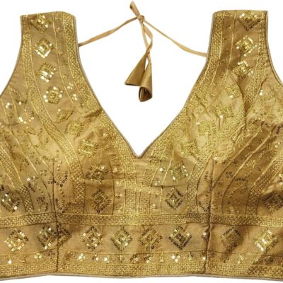 Indian Readymade Tussar Silk Saree Blouse for Women Crop Top Choli