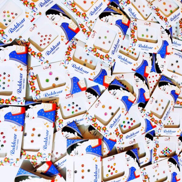 SSR Indian Art Multi Color Bindi Body Stickers/Tattoo Self Adhesive Reusable Bride for Forehead(Assorted Design)Pack of 10 - Image 3
