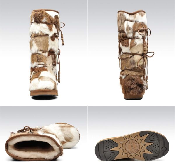 AU&MU Aumu Womens Comfort Suede Fur Shearling Stylish Knee High Winter Snow Boots Women Sheepskin - Image 2