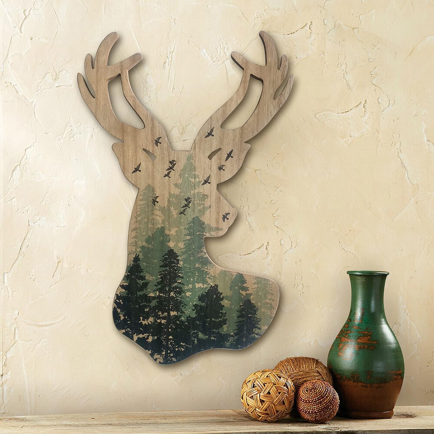 Limygus Wall Hanging Decor Deer Head Wall Art MDF, 10x16 inches, Unframed, Indoor, Home Office, Bathroom, Bedroom, Living Room, Wood, Art Deco, 0.66lbs - Image 2
