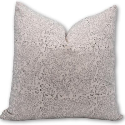 Handmade Block Print 20X20 Duck Canvas Throw Pillowcase Cushion Cover for Sofa Couch, Bed, Fall Decoration, Home Décor, Garden, Outdoor, Farmhouse, Living Room, Sageneri Jaal, Light Black