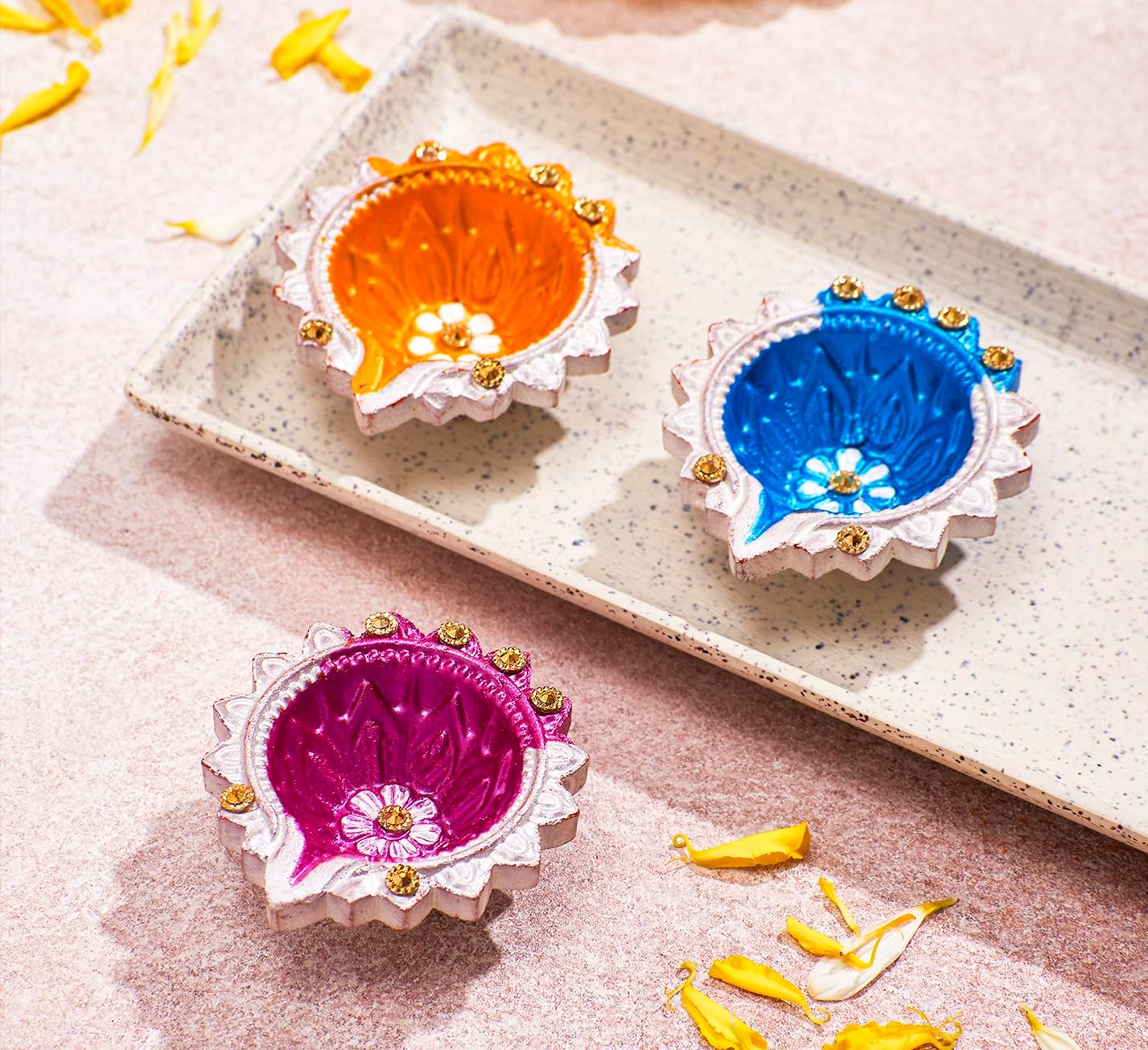 IndoTribe 12Pc Diwali Diyas For Decoration Diwali Decorations For Home Diwali Lights Diwali Decor Diwali Diya Diwali Candle Diwali Gifts For Friends Clay Diya For Diwali Tea Lights Candles Diwali Diya - Image 2