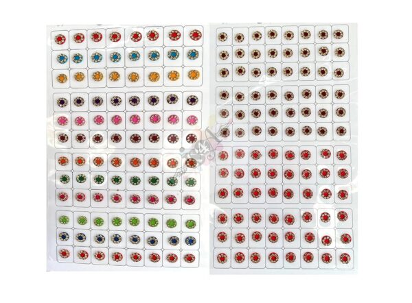 192 India Crafts Multicolored Bindis Forehead Tika Face Jewels Multi Size Indian Daily Use Forehead Bindi Round Dot (Shine)