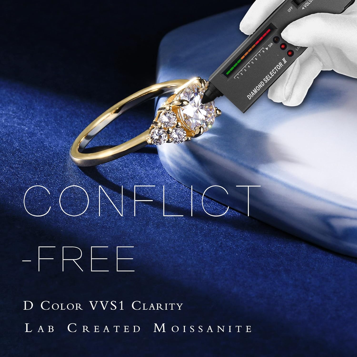 MOOSEA 1.2ct Moissanite Engagement Ring for Women, Brilliant D Color VVS1 Clarity Lab Created Moissanite Wedding Rings 14K White Yellow Rose Gold Vermeil Moissanite Anniversary Ring for Her - Image 3