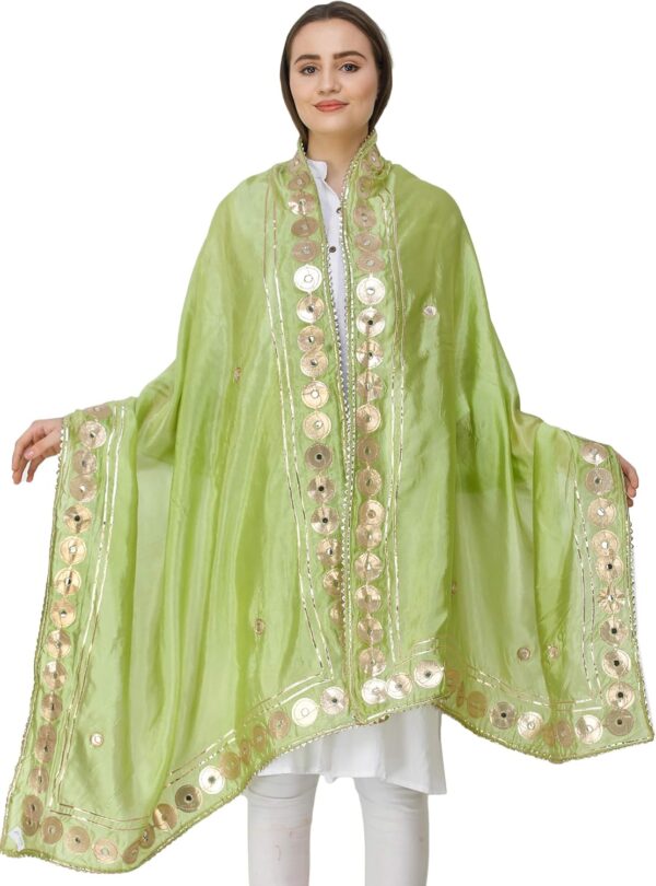 Exotic India Dupatta from Amritsar Embellished with Patch Border - Image 4