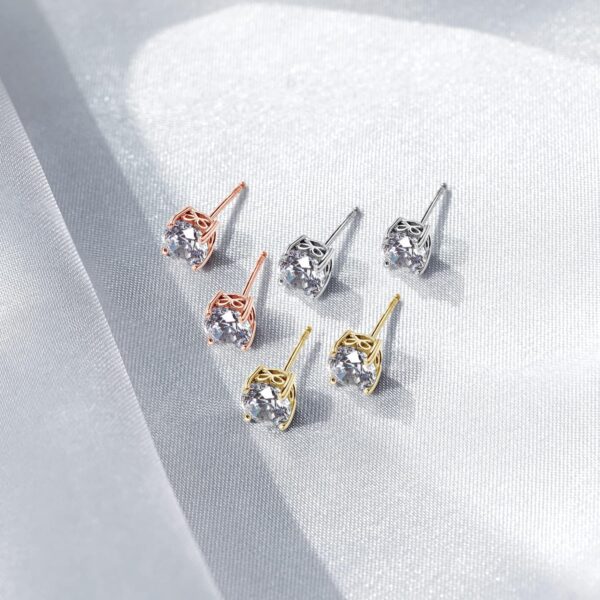 Amazon Essentials Yellow Gold Plated, Platinum or Rose Gold Plated Sterling Silver Infinite Elements Cubic Zirconia Stud Earrings | White, Blue, Green, or Pink Cubic Zirconia (previously Amazon Collection) - Image 2