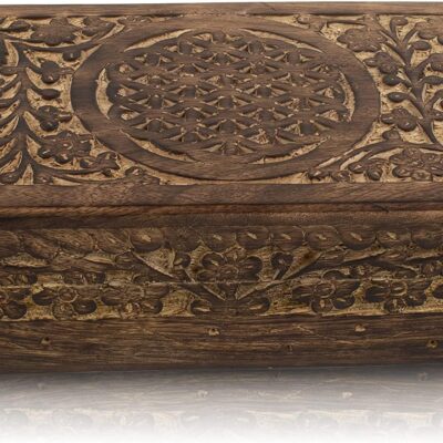 Great Birthday Gift Ideas Handmade Decorative Wooden Jewelry Box Jewelry Organizer Keepsake Box Treasure Chest Trinket Holder Watch Box Storage Lock Box 8 x 5 Inches Housewarming Gift Ideas Men Women