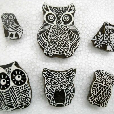 Owls Family/ Tattoo/ Indian Textile Printing Blocks