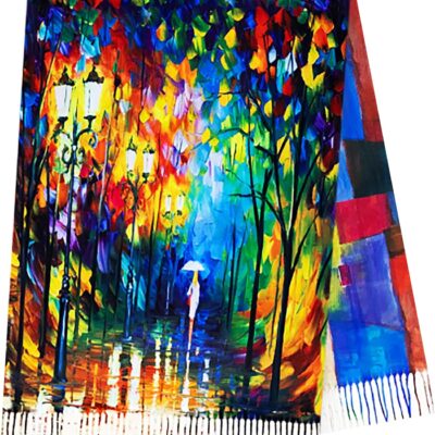 Double-Sided Large Wearable Art Scarf, Cashmere-Feel Reversible Iconic Classic Artworks by Legendary Artists