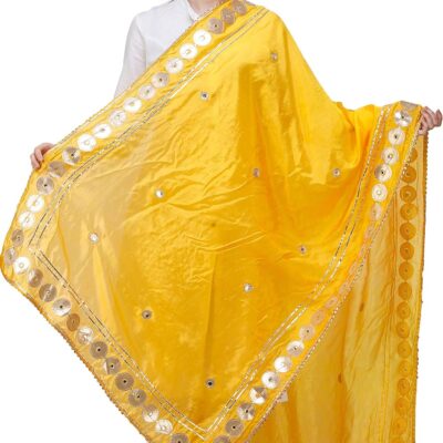 Exotic India Dupatta from Amritsar Embellished with Patch Border