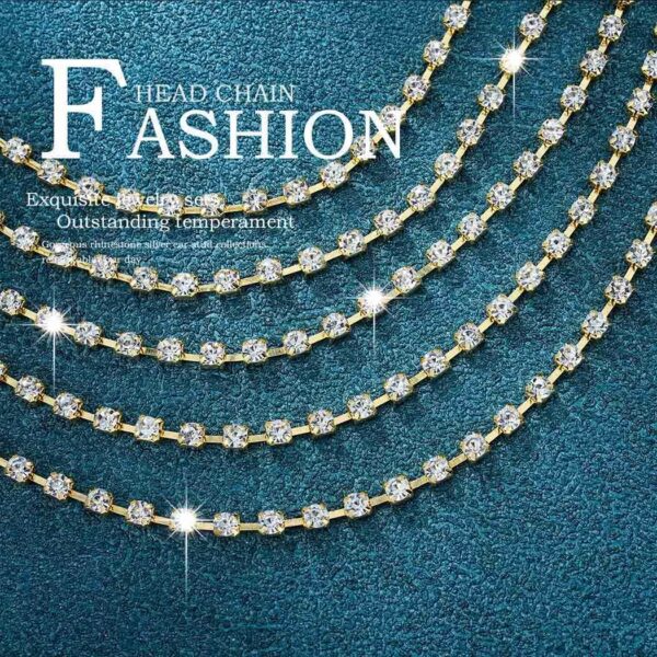 Wedding Crystal Head Chain Gold Vintage Layered Rhinestone Headpieces Gypsy Hair Chain Bride Party Festival Hair Accessories for Women and Girls - Image 7