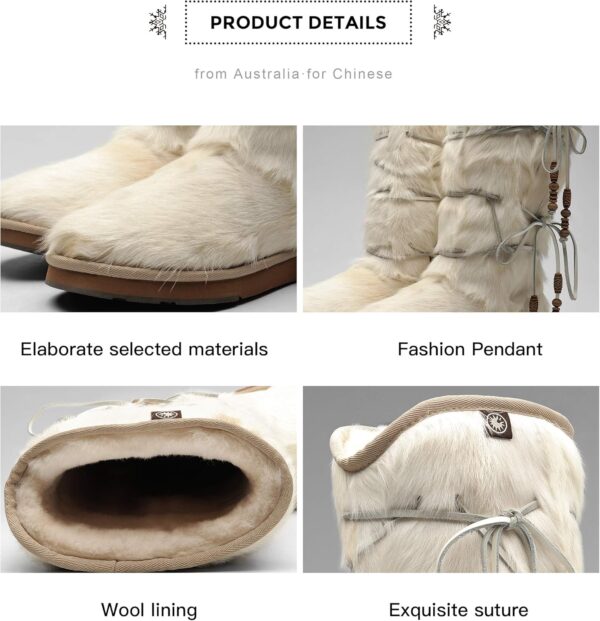 AU&MU Aumu Womens Comfort Suede Fur Shearling Stylish Knee High Winter Snow Boots Women Sheepskin - Image 6