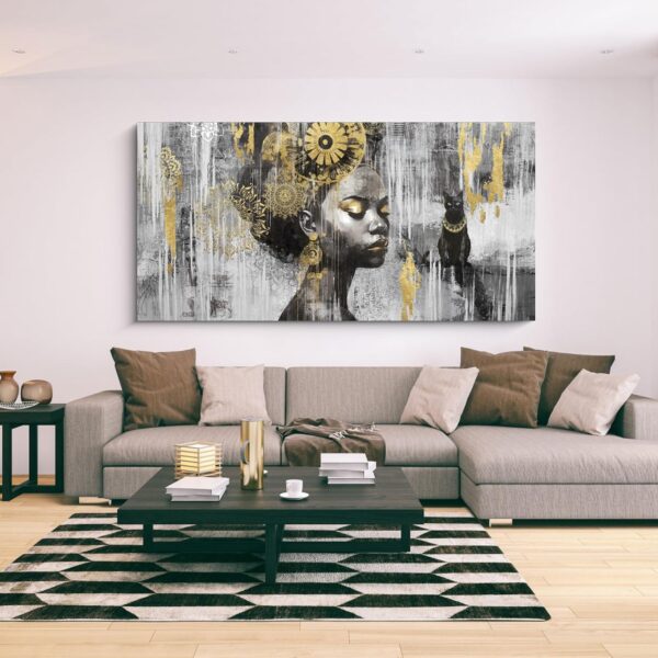 yiijeah Large Black and Gold Wall Decor - Black Girl Wall Art - Canvas Picture Artwork for Walls - Szie 30x60 Inches Gold Wall Decor for Living Room Home Office - Image 3