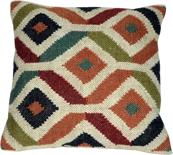 3 PCS Set of Vintage Decor Hand-Loom Design Square Jute Rug Pillow Kilim Cushion Cover 18x18 Beautiful Handmade Jute Rug - Image 2