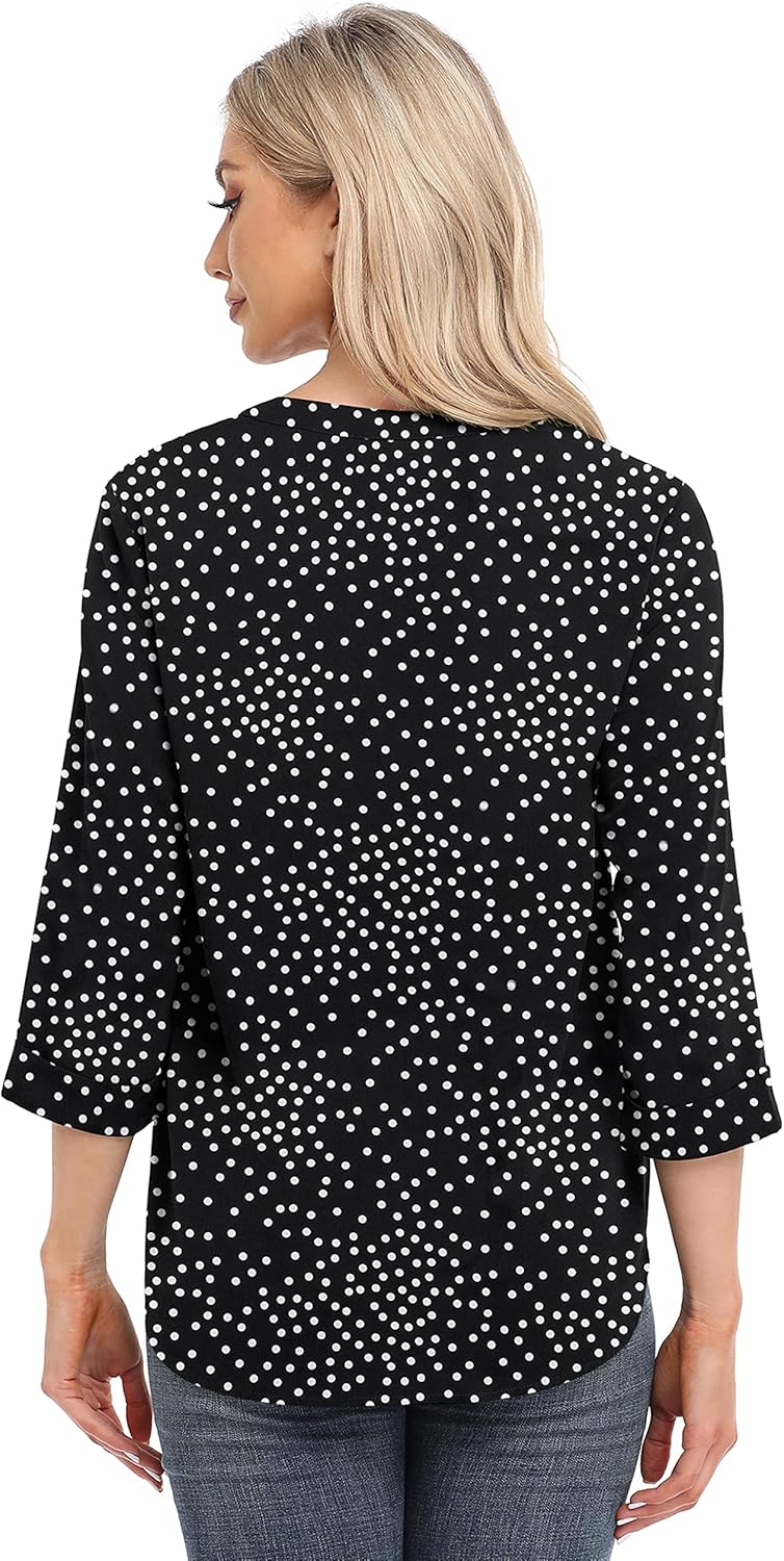 VIISHOW Womens Tops Casual Chiffon Blouses Tops 3/4 Sleeve V Neck Tunic Top Loose Shirt - Image 5