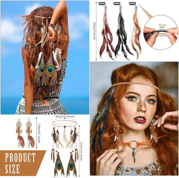 XunYee 9 Pc Women Fringe Vest 60s 70s Hippie Vest Costume Set Accessories Boot Covers Hairband Earrings Necklace Bracelet - Image 5