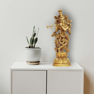 eSplanade - Brass Radha Krishna - Big Size - Brass Radha Idol Statue Sculpture (21") (Krishna Antique)