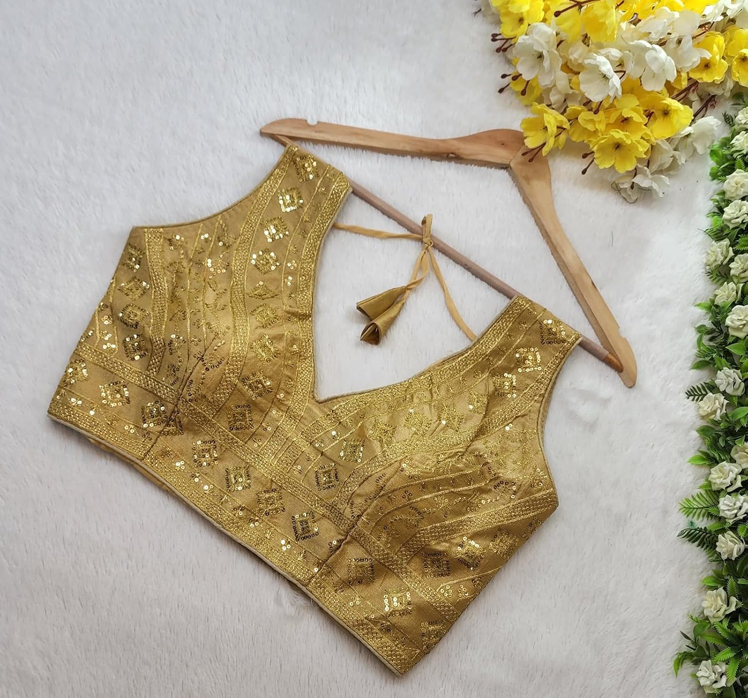 Indian Readymade Tussar Silk Saree Blouse for Women Crop Top Choli - Image 3