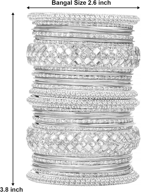 Aheli Ethnic Colorful Metal Bangles Chudha Set Stone Studded Bangle Set Indian Wedding Wear Fashion Jewelry Gift for Women - Image 4