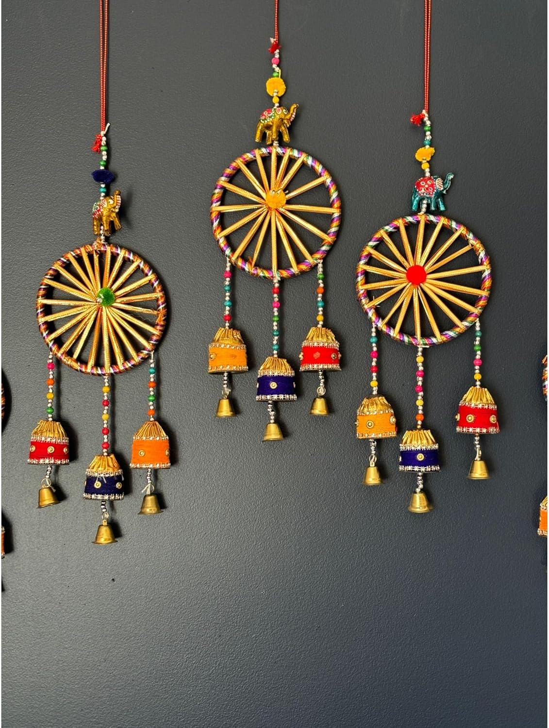 LOVENSPIRE Rajasthani Ring Elephant Wall Door Hangings with Bells Traditional Handicraft Hanging Decorative Latkan for Home Office Decor Diwali Decoration Wall Art Housewarming Gifts - Image 2