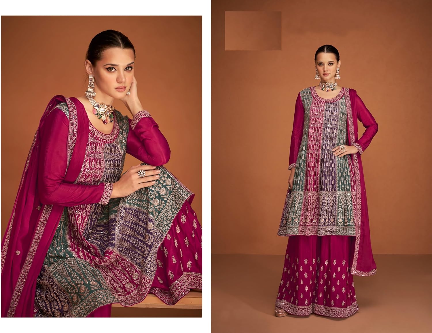 Fashion Boutique New Indian/Pakistani Eid Special Party/Ethnic wear Georgette Sharara Style Salwar Kameez Dress for Womens - Image 3