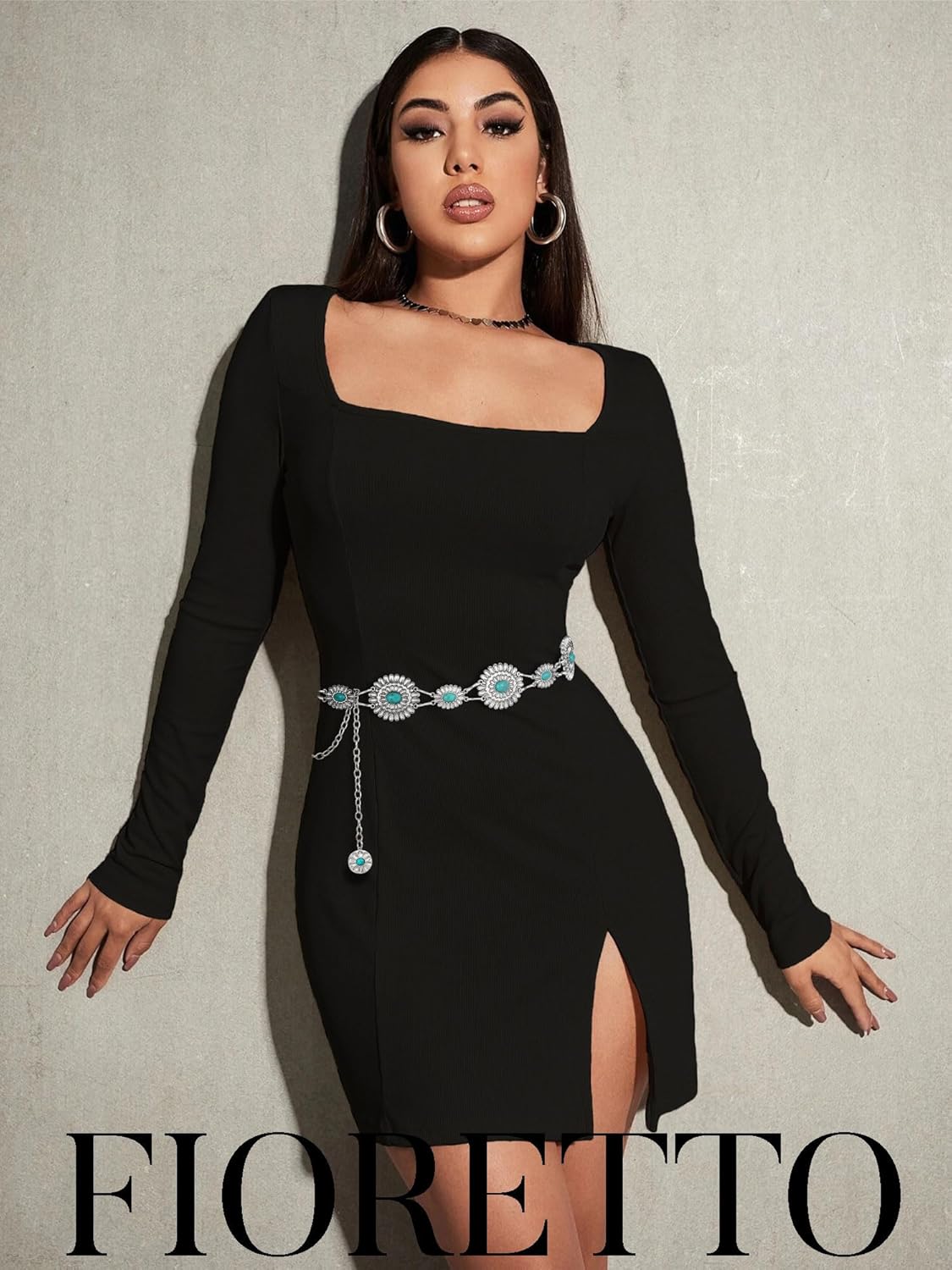 FIORETTO Metal Waist Chain Link Belt for Women Western Cowgirl Boho Turquoise Belts for Dress Jeans Country Concert Outfit - Image 9