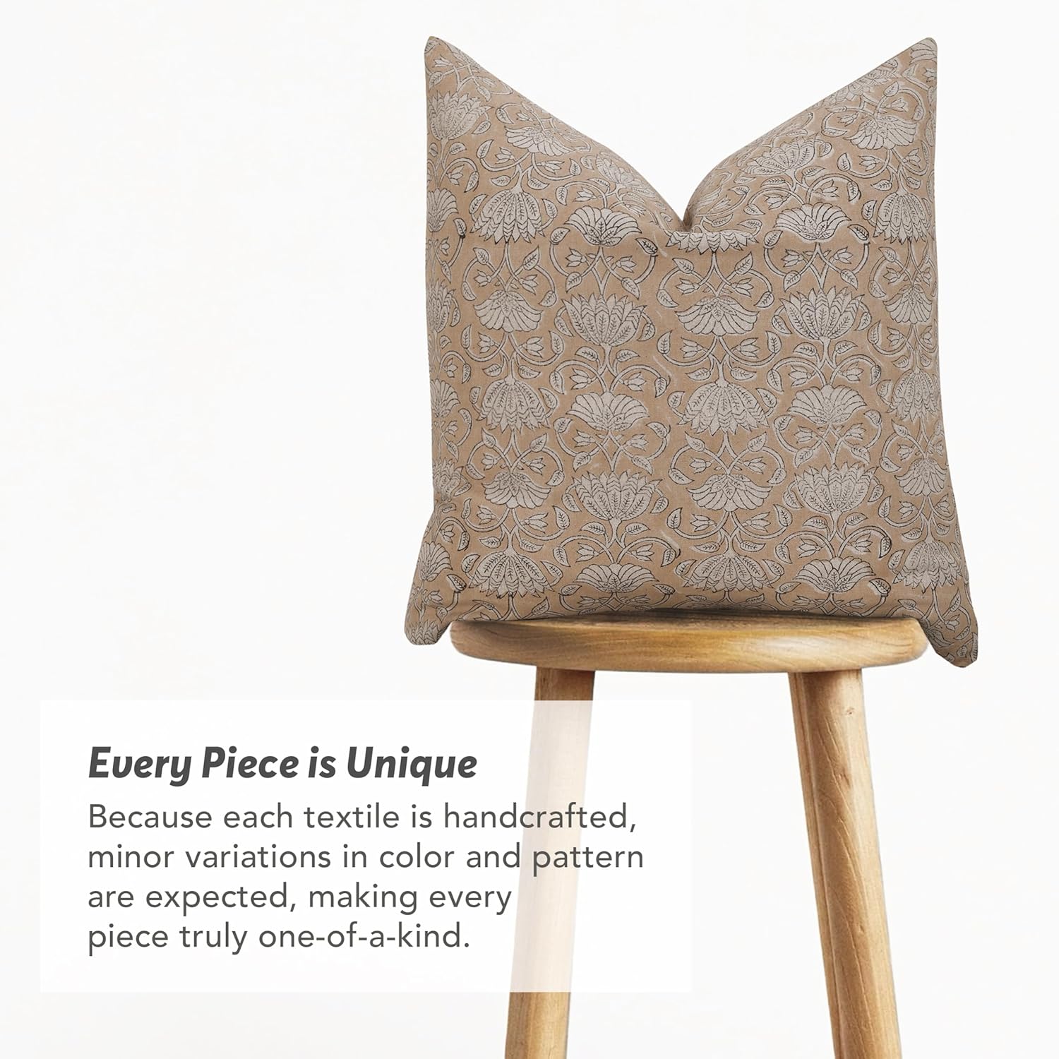 Handmade Block Print 100% Thick Cotton 20" x 20" Accent Throw Cushion Cover with Zipper-Pillowcase for Bedroom, Living Room, Outdoor, Couch, Sofa, Chair, Bed, Patio, Home Décor- Elsa (Dust Pink) - Image 7