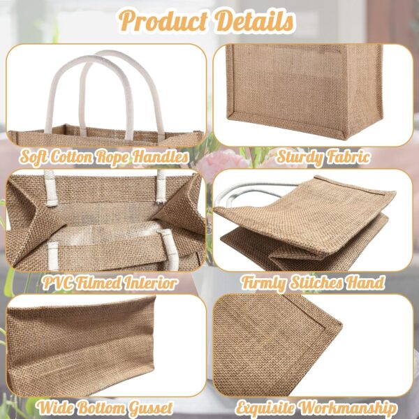 Ysglory 12 Pcs Burlap Tote Bags Mini Jute Beach Bags with Handles Reusable Burlap Gift Bag Bulk Jute Tote Favors Bags for Bridesmaid Wedding, Halloween, Christmas (9.06'' x 5.12'' x 6.3'') - Image 6