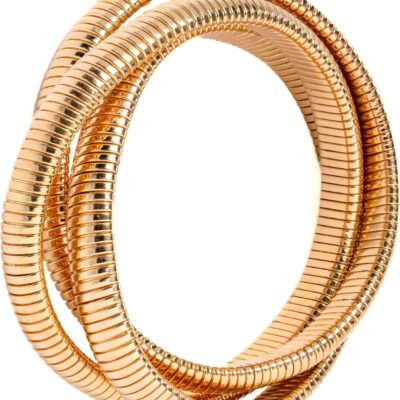 Chic Style 18K Gold Plated Twisted Bangle Multi-Bangle look; Three Gold Plated Interwoven Bangles or Bracelets for Dazzling Sophisticated Classy Style; Easy and Smooth Fit; Small and Medium Size