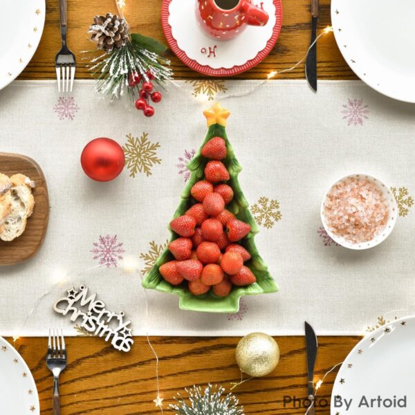 Artoid Mode Pink Christmas Tree Let It Snow Snowflake Table Runner, Seasonal Winter Kitchen Dining Table Decoration for Home Party Outdoor 13x72 Inch - Image 4