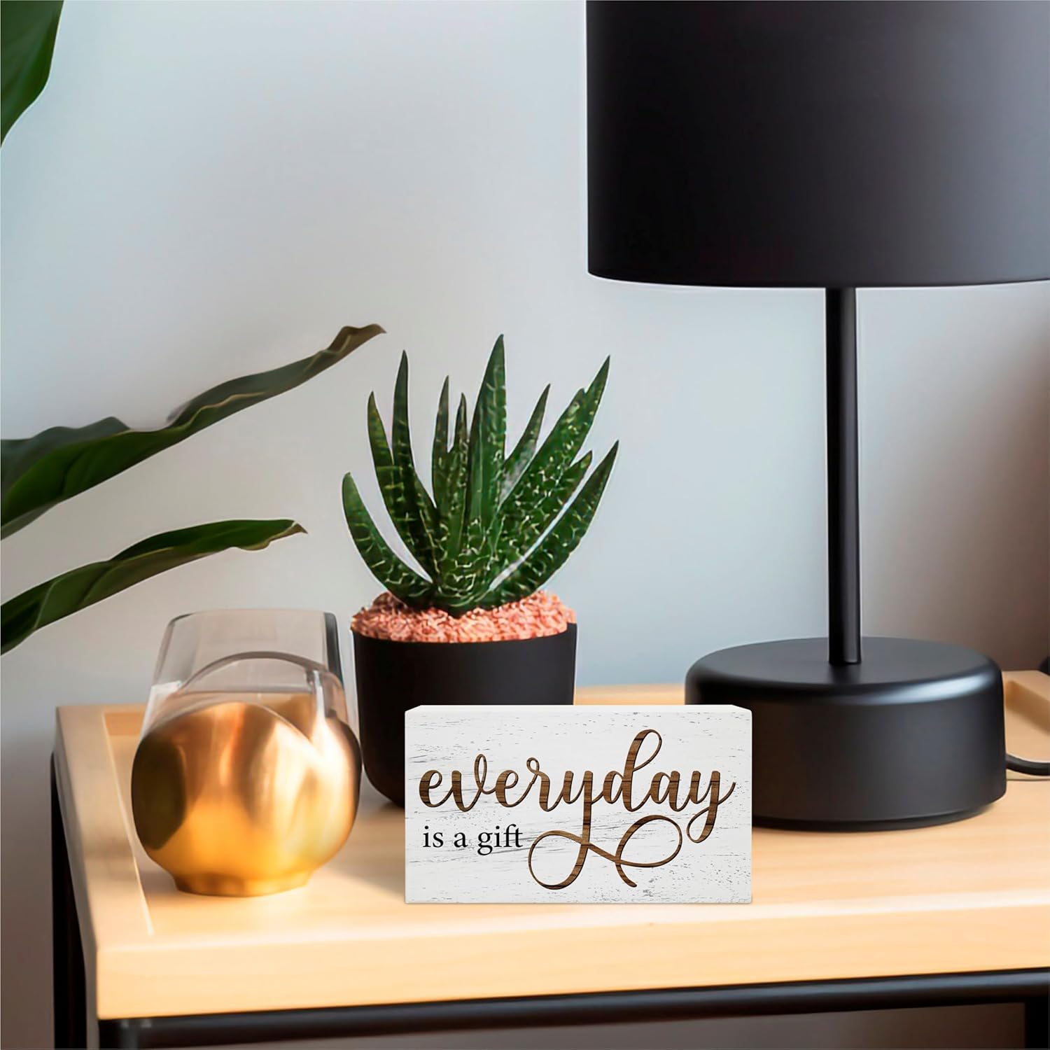 Rustic Wooden Block Sign - Everyday Is A Gift - 5"X3" Postive Pine Wood Plaque, Home & Garden Decor, Housewarming Gift For Friends, Desk & Tabletop, Shelf Accessories - A14 - Image 3